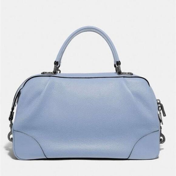 Coach PEBBLE LEATHER LANE SATCHEL Mist light lavender blue new!! - Picture 3 of 10